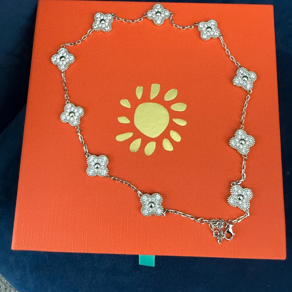 Sterling silver Swarovski crystal’s necklace. Looks like Van Cleef and Arpels
